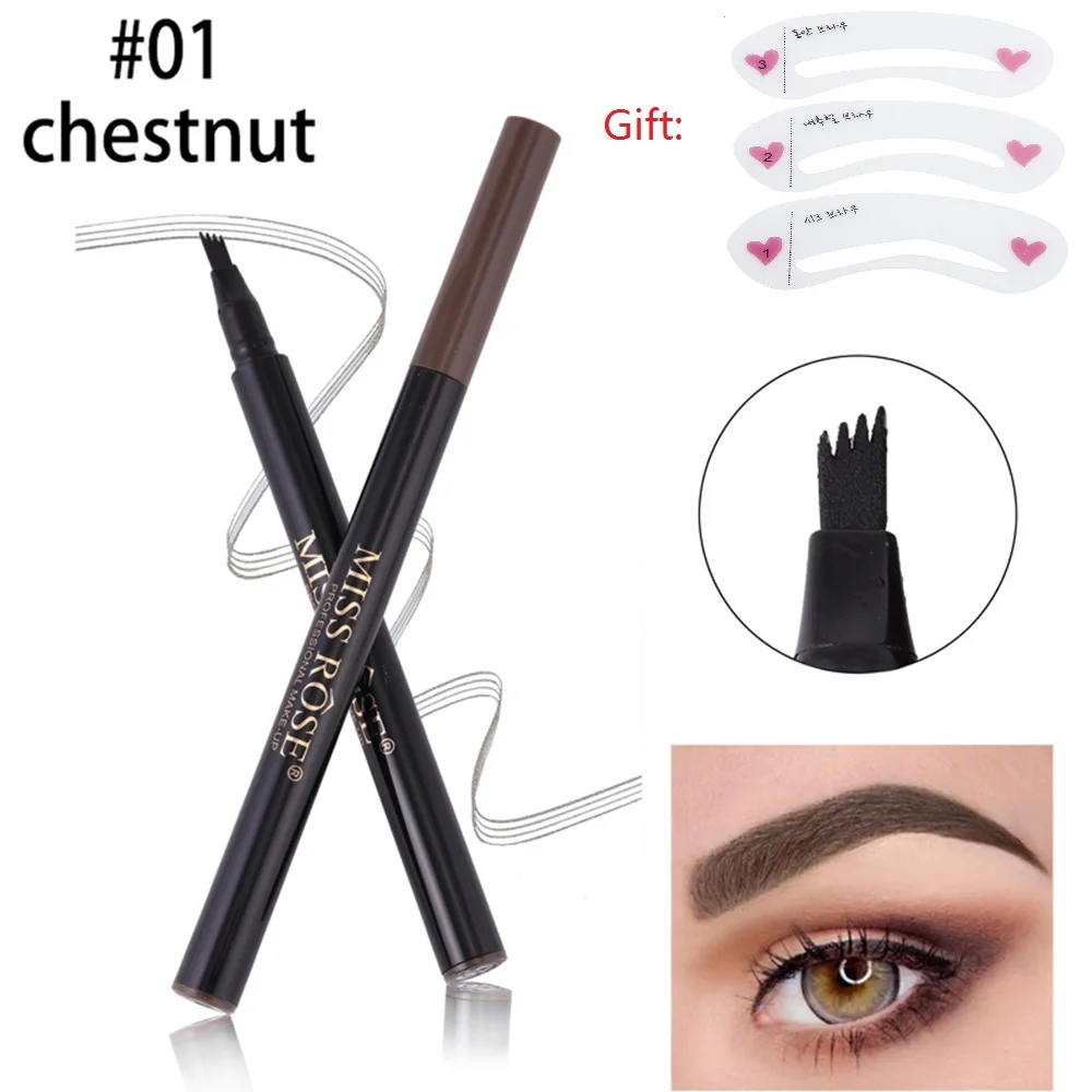 

Dropship MISS ROSE 4 Fork Tip Head Waterproof Microblading Liquid Eyebrow Tattoo Pen Tint Fine Sketch Maquiagem TSLM1