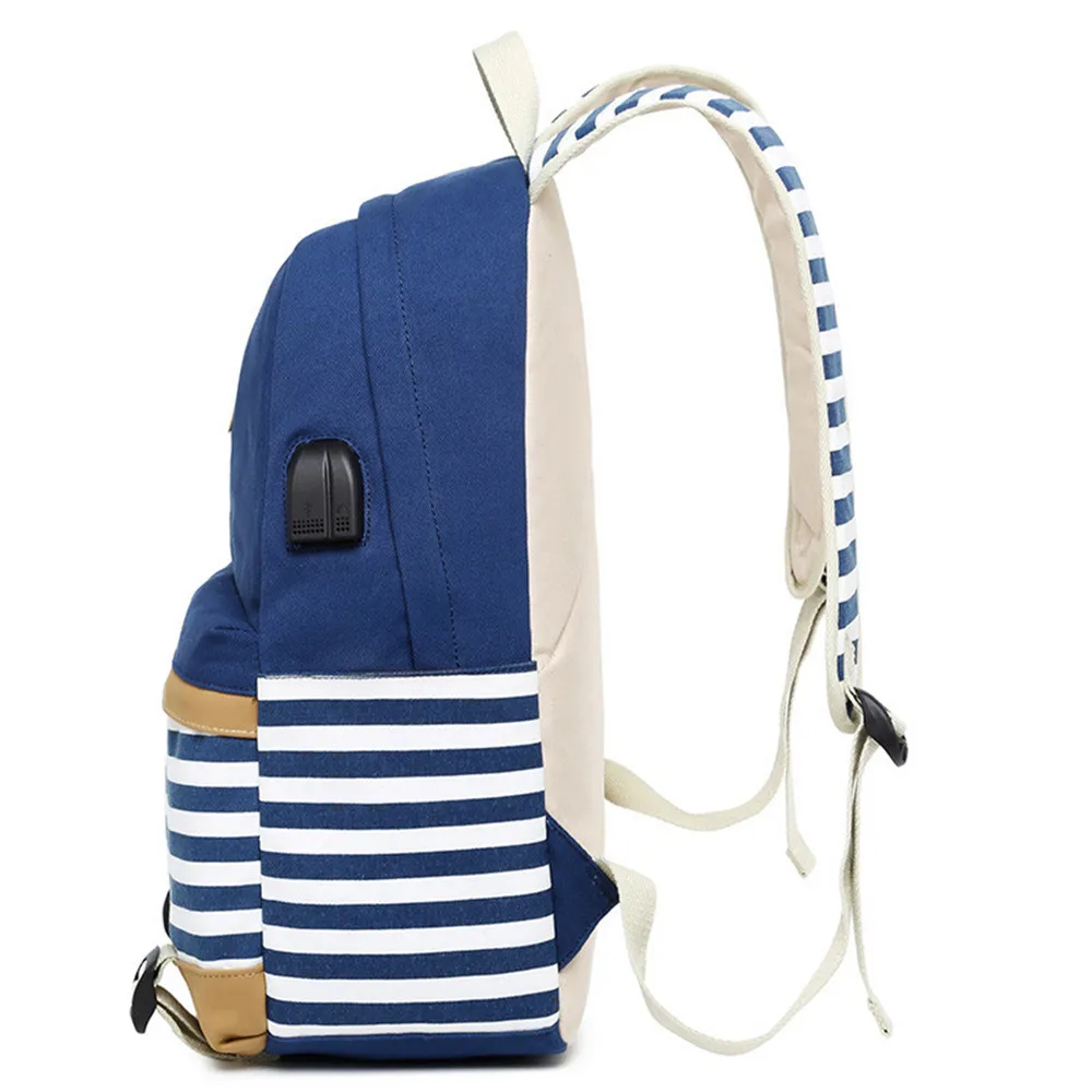  Hot Sale Canvas Backpack Women School Bags for Girls Large Capacity USB Charge Laptop Backpack Trav