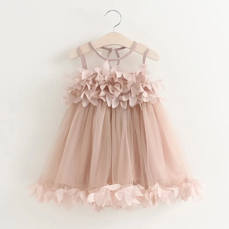 

Free Shipping Summer Lovely Girl Princess Rose Dress Sleeveless Vest Princess Dress Lace Hem Sweet Baby Dress 2019 New
