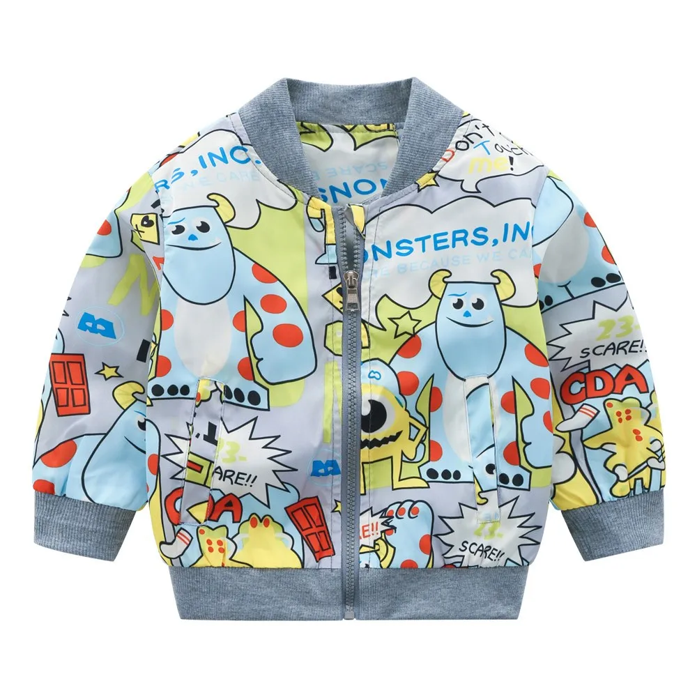 ARLONEET/куртка для детей с милым монстром; детская бейсбольная тонкая верхняя одежда; пальто для мальчиков и девочек; детская весенняя одежда; CJ09 - Цвет: GY