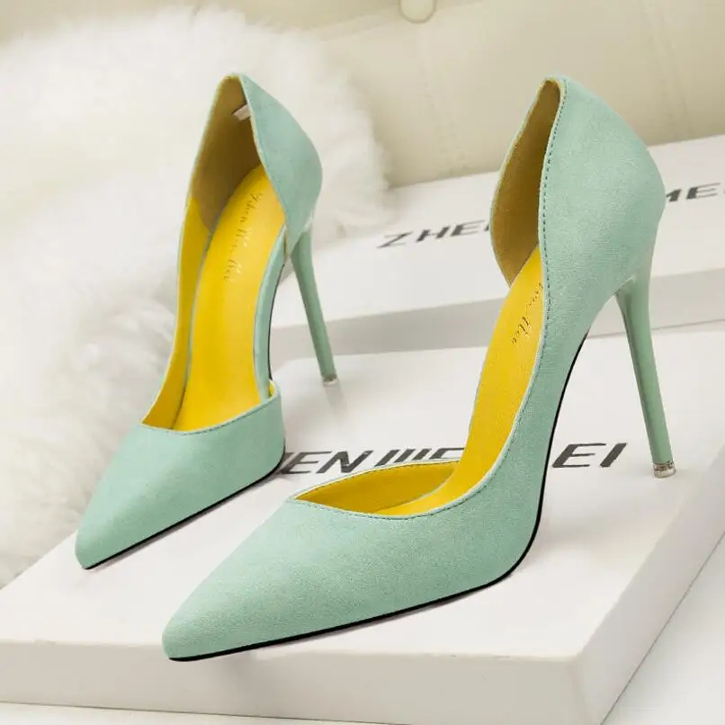 2019 Fashion Delicate Sweet High Heel Shoes Side Hollow Pointed Women Pumps Pointed Toe Thin Dress Shoes