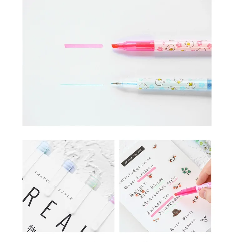 6 pcs Molang color highlighter marker pen set Dual-side spot liner Cute Stationery office School supplies material escolar F007