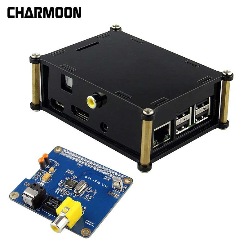 Цифровая звуковая карта Raspberry PI I2S SPDIF HIFI DiGi с акриловым корпусом для Pi 3 2 Модель