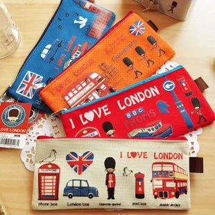 

JDANCEC 1X Kawaii I Love London Soldier Oxford Pencil Bag Box File Case Holder Storage Stationery School Supplies Student Gift