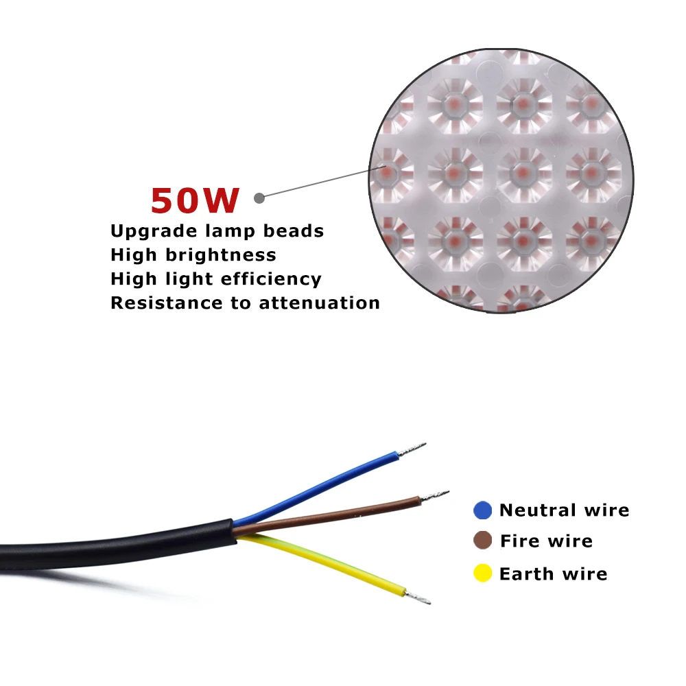 Borbede Led Grow Light 50W Full Spectrum Full Spectrum for Vegetable Flower Indoor Plants Grow Light ?????????