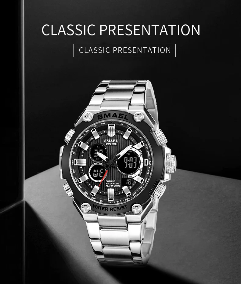 SMAEL часы мужские люксовый бренд Мужские кварцевые спортивные военные часы цифровые повседневные Электронные Водонепроницаемые часы Relogio Masculino