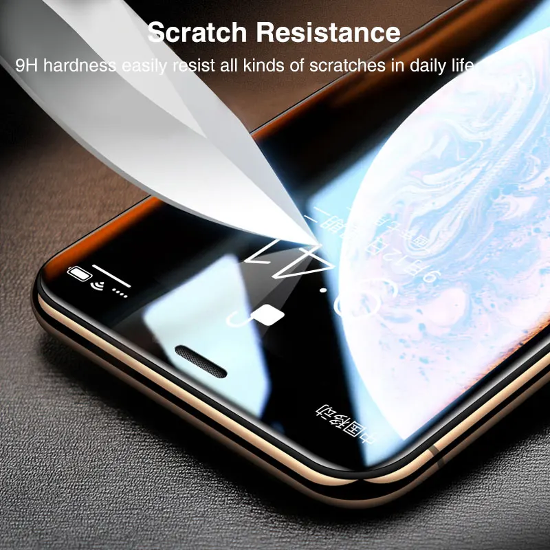 Nicotd 5D Full Cover Tempered Glass for iPhone X XS 7 6s Plus XS Max Screen Protector for iPhone XR X 8 Cold Carving Curved Edge (5)
