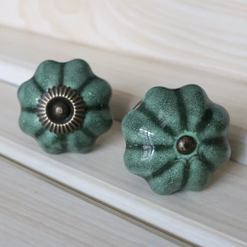 

American Ceramic Handle Dark Green Stone Cabinet Cabinet Wardrobe Retro Drawer Shoe Cabinet Single Hole Bedside Table Pull