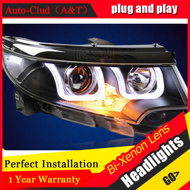 Auto Clud FOR FORD EDGE led Headlights 2011 2014 bi xenon lens Double U LED DRL