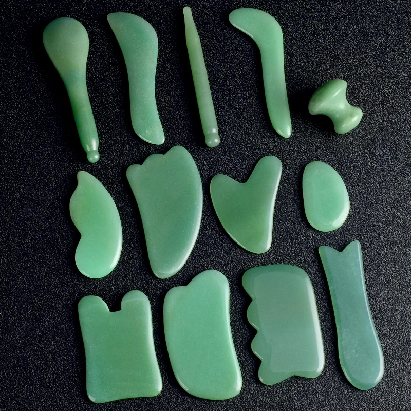 

Natural Gua Sha Scratch Green Aventurine Face Massage Tool Back Head Foot Scraper Acupuntura Therapy Crystal Stone Massager