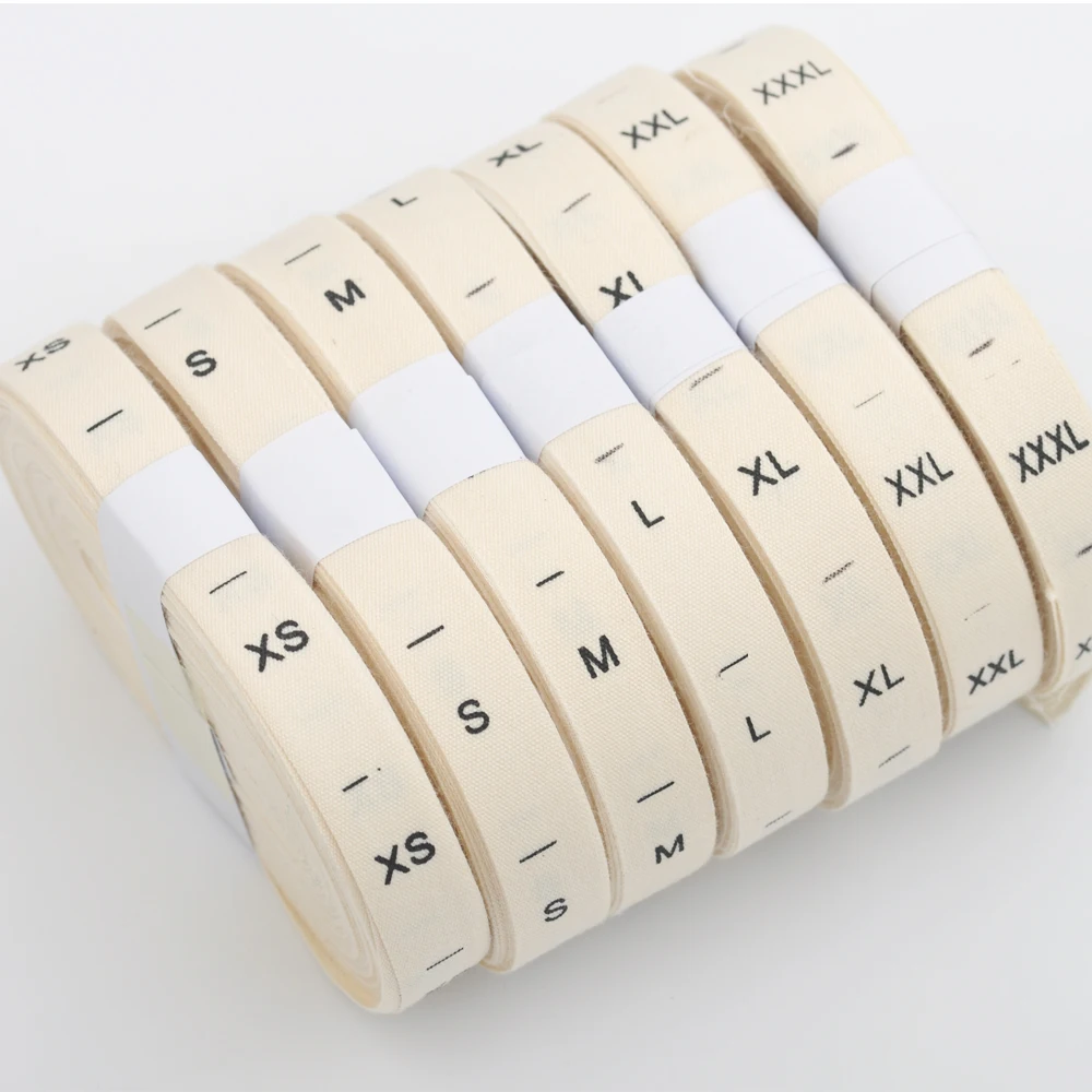 

DIY 500pcs/lot natural offwhite COTTON size label clothing print tags silk screen garment tags XS-XXXL