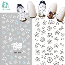 DS239 DIY Designer Winter переброски вод ногтей стикера искусства Белый Snowflake Harajuku ногтей Обертывания Фольга Наклейка маникюра