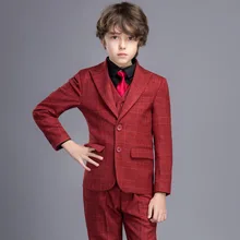 Высококачественные элегантные благородные Детские смокинги с отворотом для мальчиков, крашеные на заказ цвета, обычная специальная свадебная одежда для мальчиков XY011