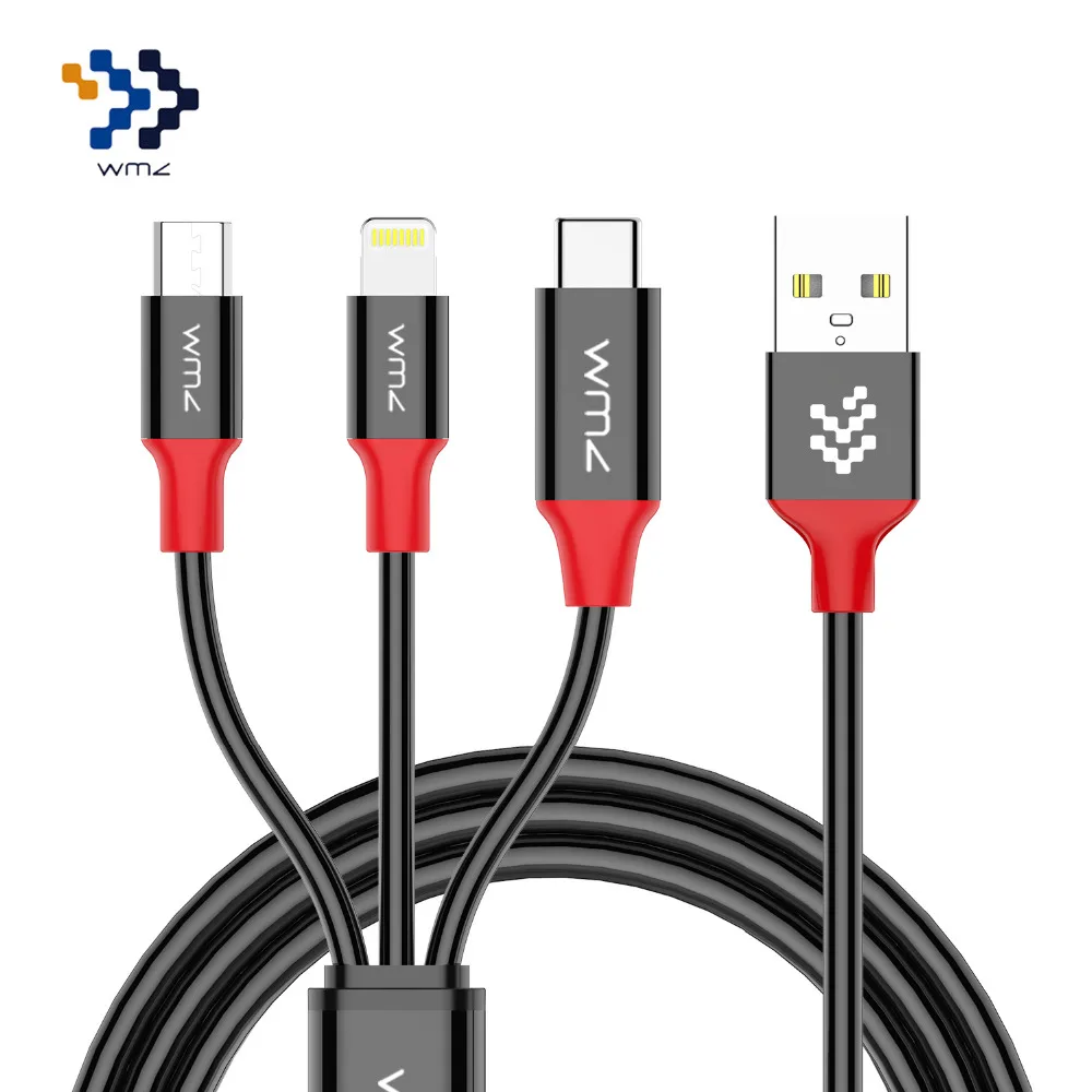 

WMZ 3 IN 1 USB Cable Micro Type C For Lightning Charger Fast Data Charging Braided For iphone Samsung Xiaomi Huawei USB C Cord