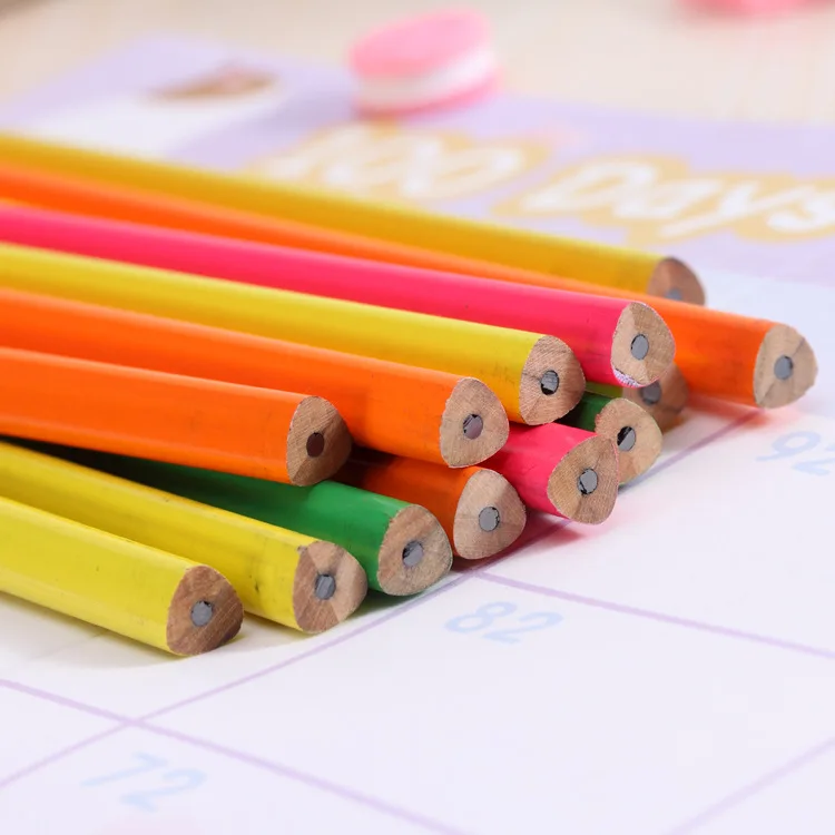 Lápis de Madeira Lápis com Borracha Doces Triângulo Bonito Crianças Escola Escritório Escrita Suprimentos Desenho Lápis Grafite 100 Pçs Cor 6 triângulo lápis com borracha bonito crianças escola