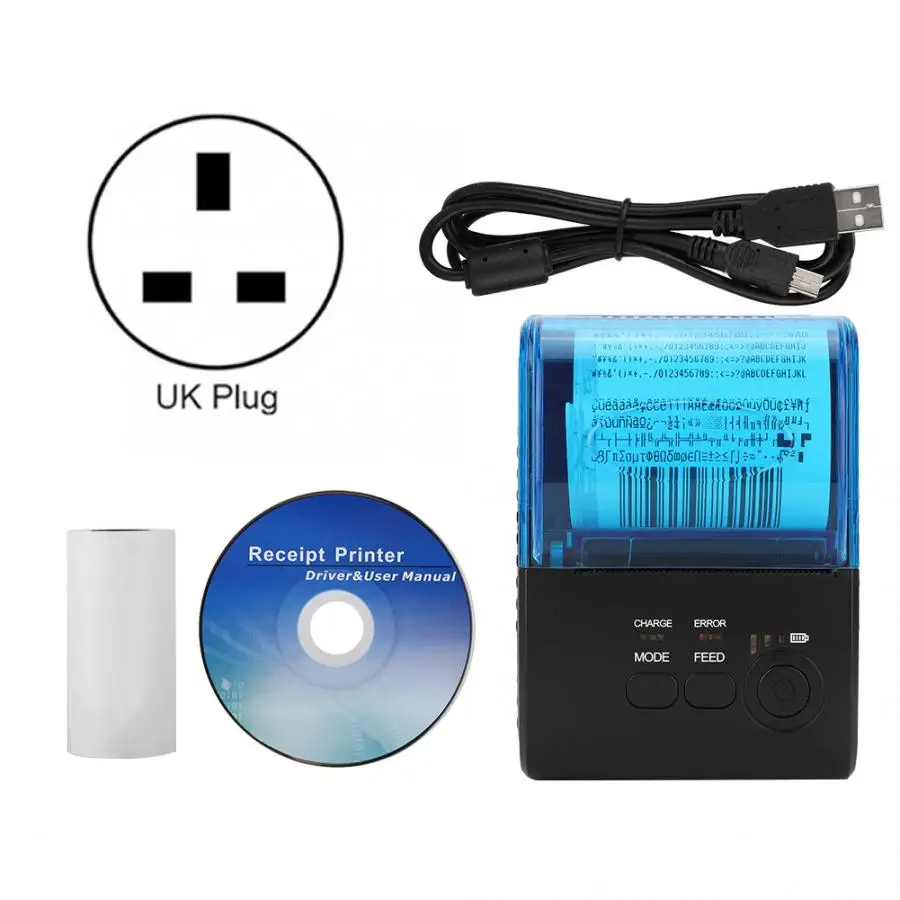 USB Серийный 5805DD Bluetooth Термопринтер для системы Android с батареей 110-240 В термопринтер - Цвет: Синий