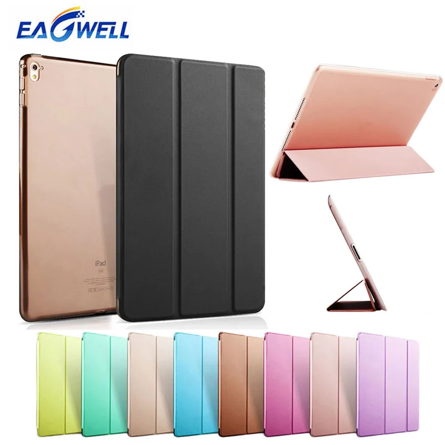 

Eagwell For iPad Air 2 Air 1 Case Slim PU Leather Translucent PC Back Cover Tablet Flip Case Stand for iPad 5 6 Auto Sleep Wake