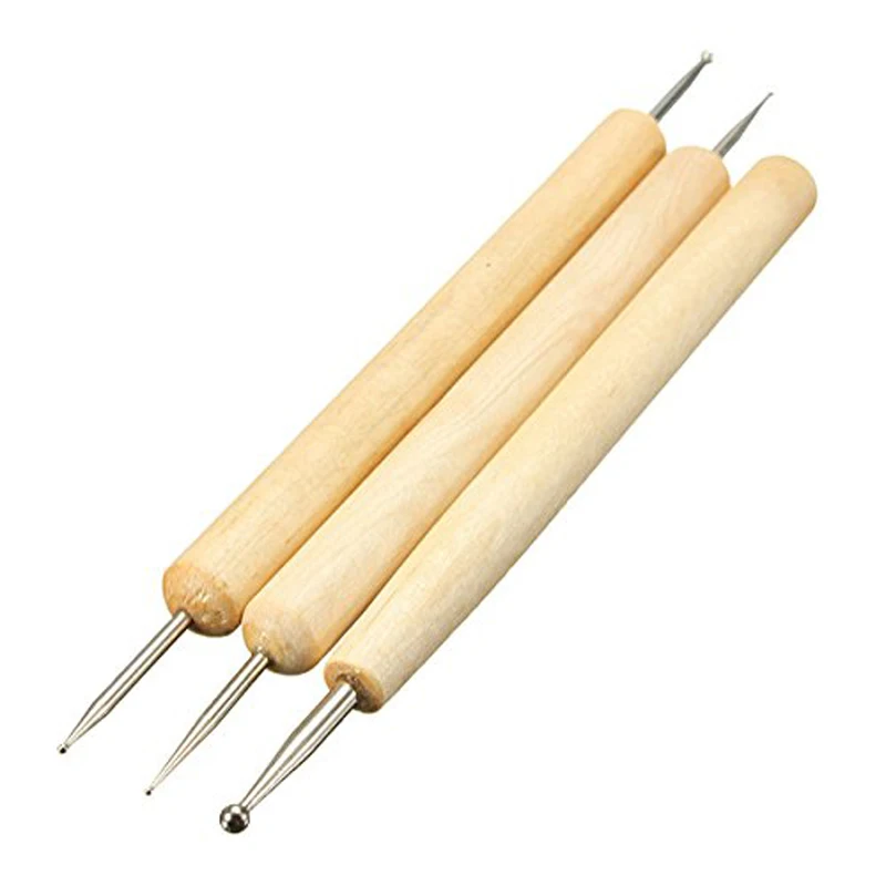 3Pcs Ball Styluses Tool Set for Embossing Pattern Clay Sculpting