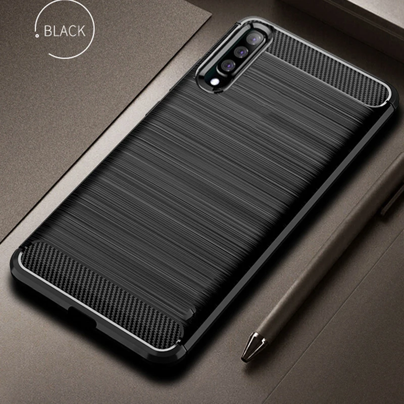 

For Samsung Galaxy A70 Case Carbon fiber Cover Shockproof Silicon Phone Case For Galaxy A50 A 70 Cover Full Protection Bumper