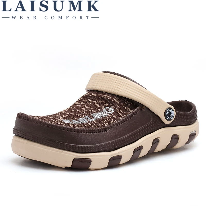 

LAISUMK Summer Soft Bottom Beach Sandals Men Shoes Driving Shoes Mens Jelly Casual Sandals Superstar Fashion Breathable Flats