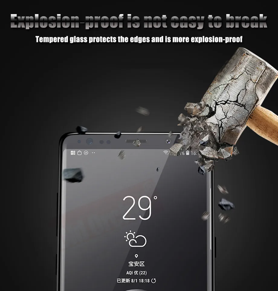 6D полное покрытие закаленное стекло для samsung Galaxy S8 S9 Plus Note 8 Защитная пленка для экрана для samsung S8 S9 Plus Note 8 стекло