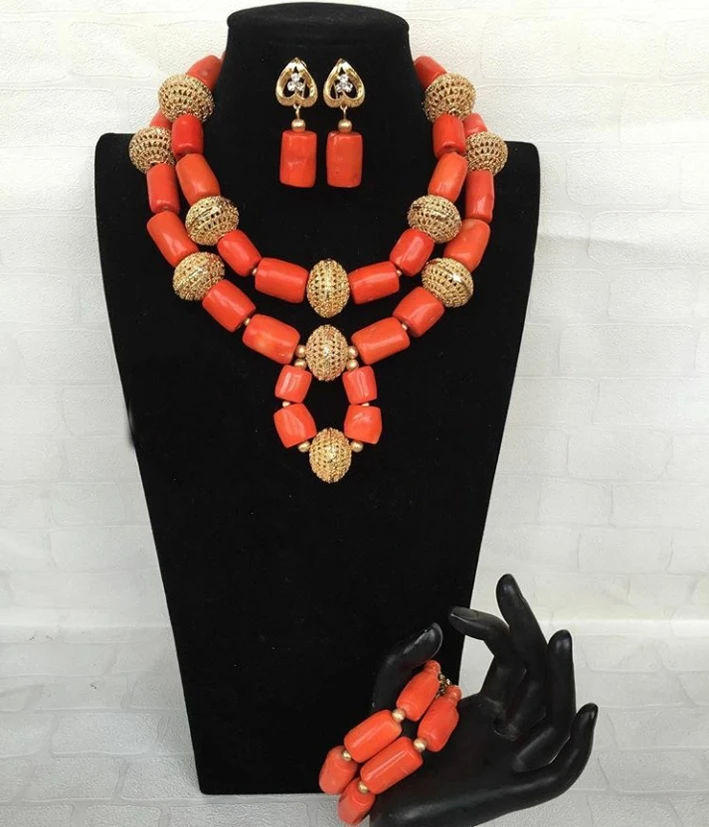 

Fantastic Wedding Coral Bridal Beads Jewelry Set Big Coral Beads African Jewelry Set Women Statement Jewelry Set 2017 CNR807