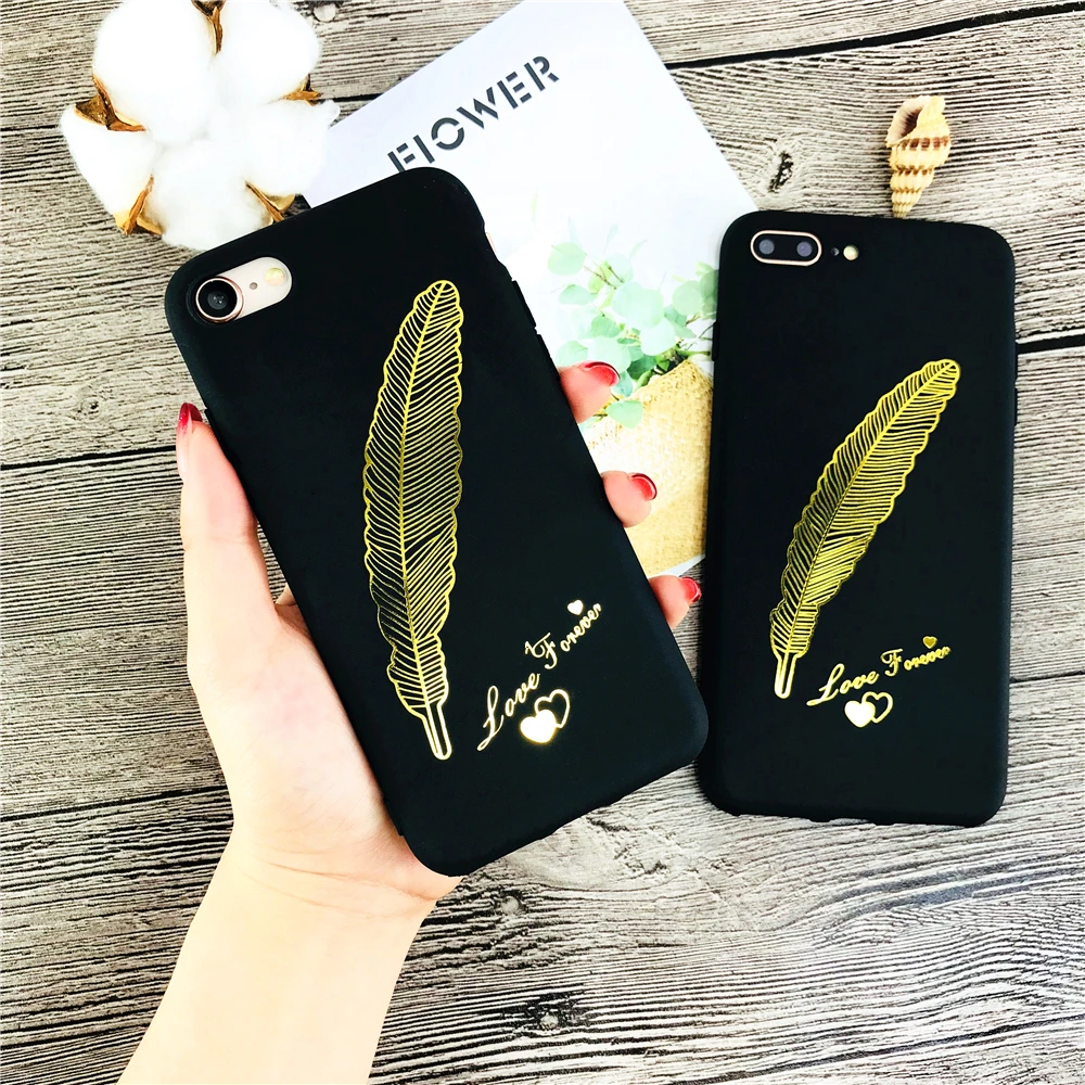 Cases For Iphone 6 High Quality Soft Frosted Dust Phone Case 6s Plus Art Line Love Letter Feather Pattern Back Cover |