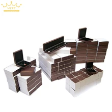 Высокое качество, 100 шт/партия, Ювелирная Подарочная коробка, кожзам, черная бархатная вставка, кофейная квадратная коробка для хранения, кольцо, подвеска, шкатулка