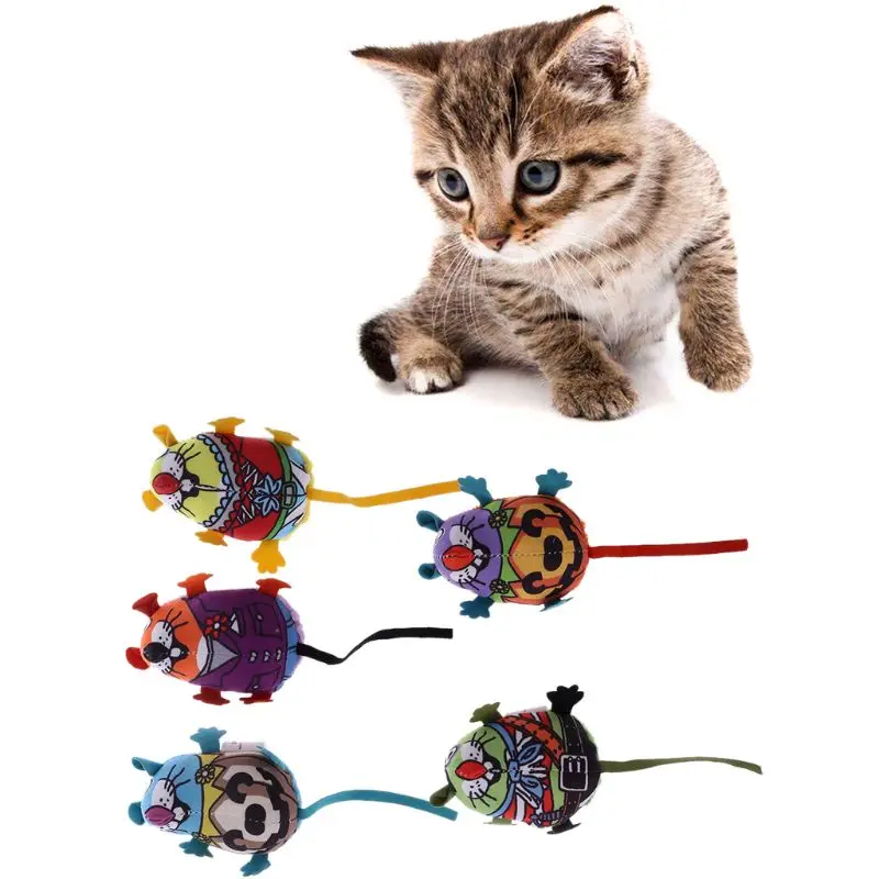 Pet Toy Fat Cat Kitten Teaser Toy Colorful Mouse Cat Toy With Catmint