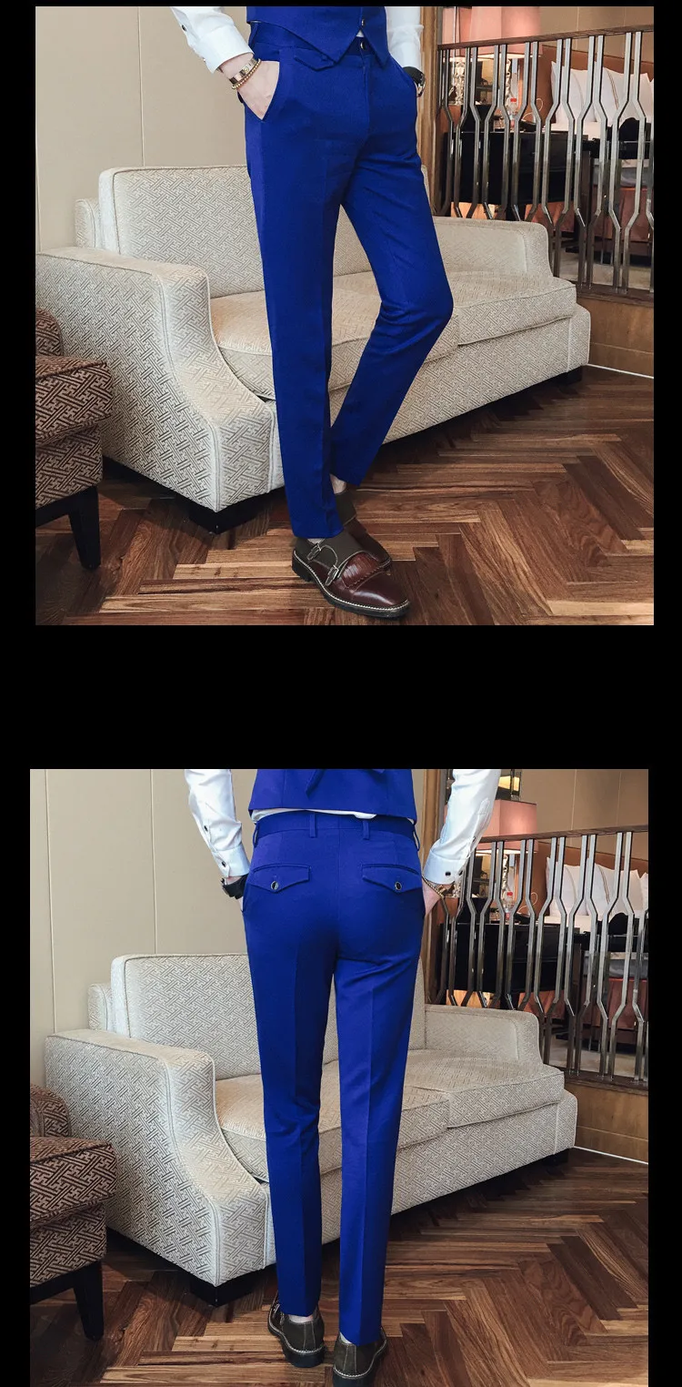 Высококачественные мужские корейские облегающие однотонные мужские брюки, деловой костюм, повседневная официальная одежда, брюки, Мужская одежда, 34