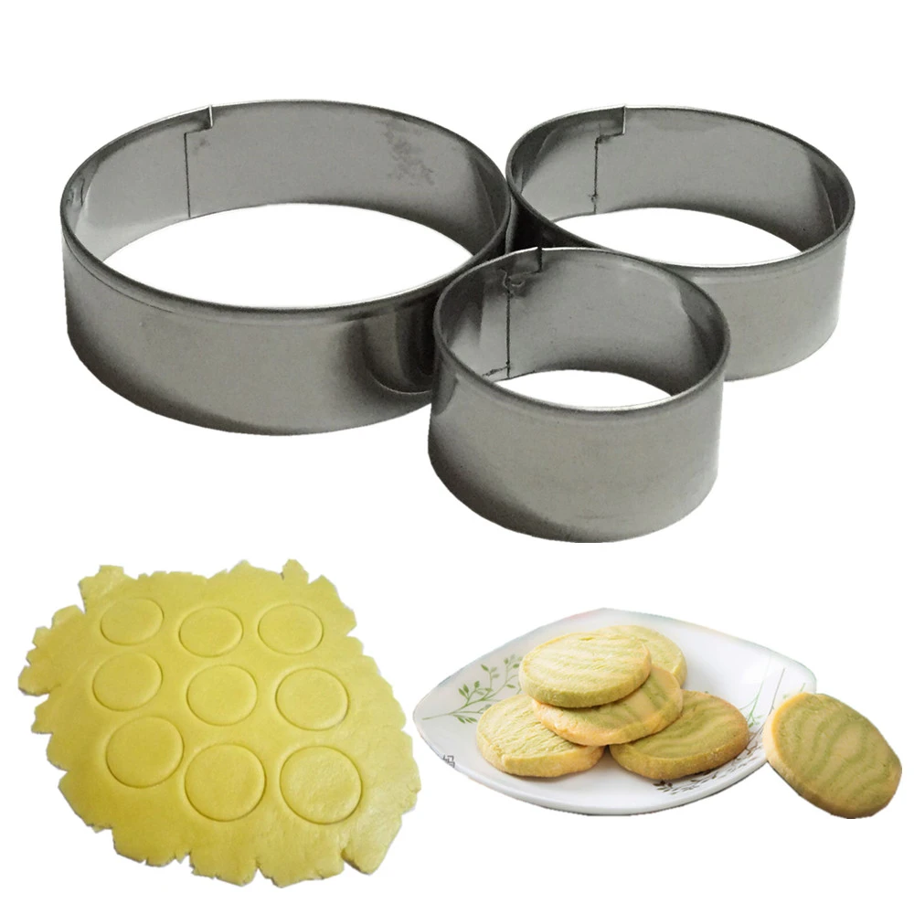 Biscuit Set DIY Slicer Cookies Cutter Round Circle Stainless Steel Pastry Mold 