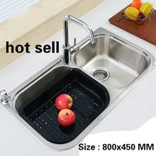 Высокое качество стандартный двойной кухонный паз раковина прочный мыть блюда 304 нержавеющая сталь большая Горячая 80x45 см