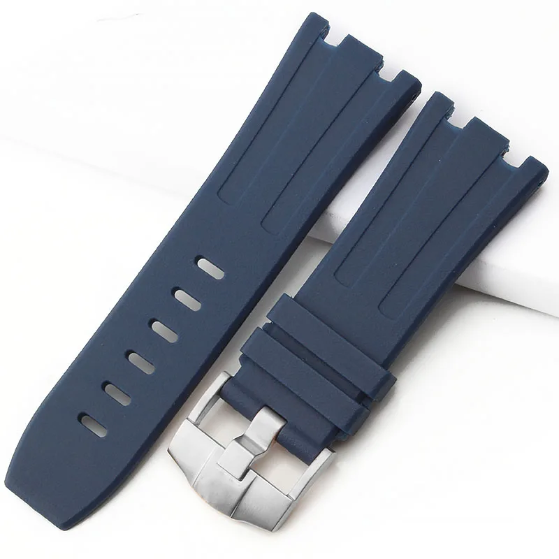 28 мм темно-синий водонепроницаемый Натуральная Резина Силиконовый ремешок для часов мужские спортивные часы ремешок для часов AP Audemars и Piguet с логотипом