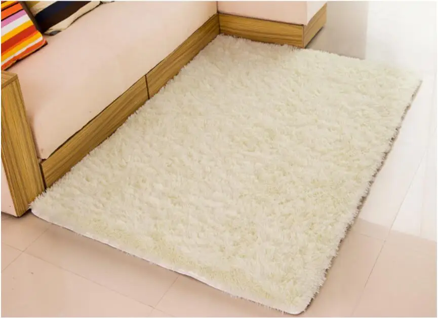 Soft Fluffy Shaggy Rectangle Carpet Floor Mat Living Room Decorative Blanket Area Rug Solid Color White Beige Pink Coffee Black - Цвет: white longer fur