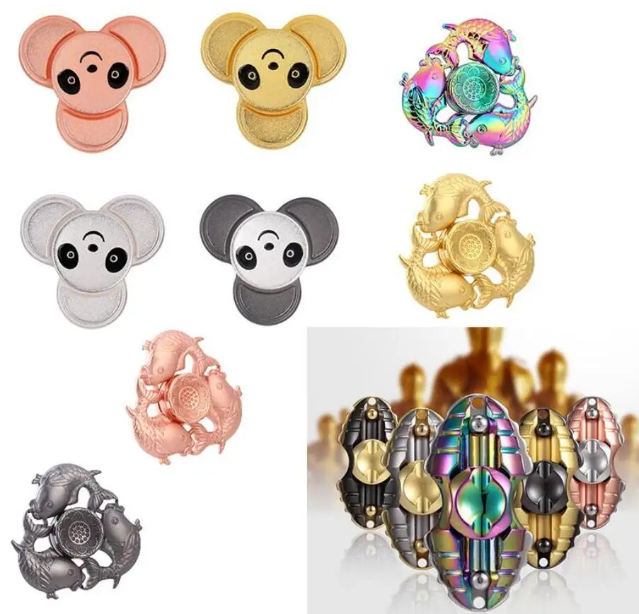 

High-end Quality Fingertip Gyro Three Fish Egyptian Beetle Panda Fidget Hand Spinner Finger Spinner Relieve ADHD Autism Stress