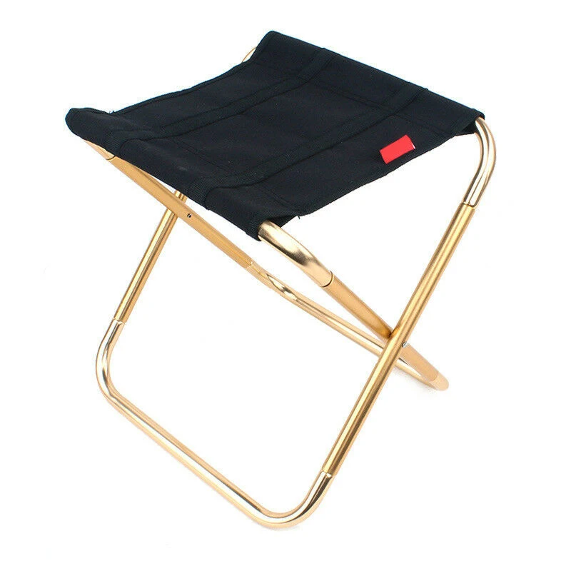 Складные стулья мини-сиденье из алюминиевого сплава портативные для кемпинга рыбалки пикника пляжа складные растягивающиеся HTQ99 - Цвет: Black L