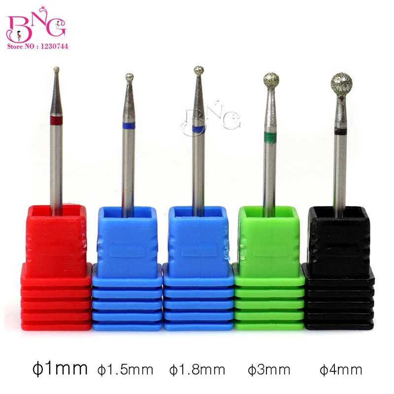 

BNG Diamond Ball Nail Drill Bit Cuticle Clean Spherical Burrs Electric Manicure Machine Accessories Nail Files Drills