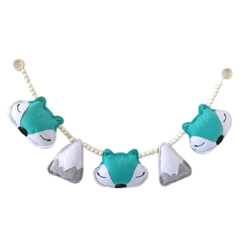 Fox de dibujos animados de madera hecho a mano perlas cadena colgando de la pared de la habitación de los niños pared Decoración Accesorios de fotografía decoración estilo nórdico