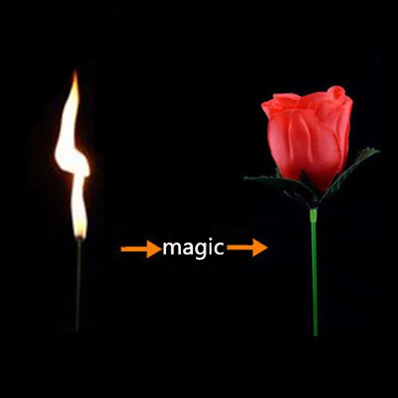 Torch to Flower - Torch to Rose - Fire Magic Trick Flame Appearing flower professional magician bar illusion props 82120