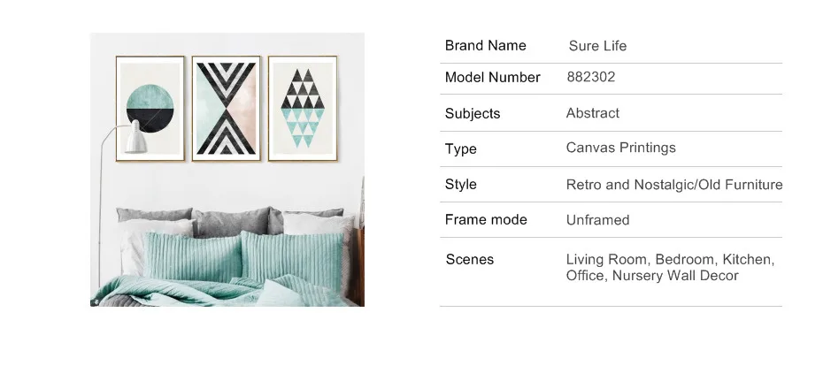 Sure Life абстрактные винтажные геометрические треугольники круг узор холст картины настенные художественные картины плакаты принты Декор для гостиной