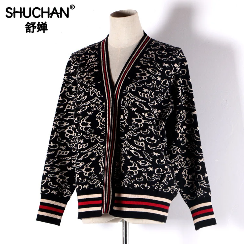 #^Special Price Shuchan Women's Sweater with A Pattern Female Cardigan Fall Autumn Winter 2019 New Items Women's Free Knitted Sweater fashion