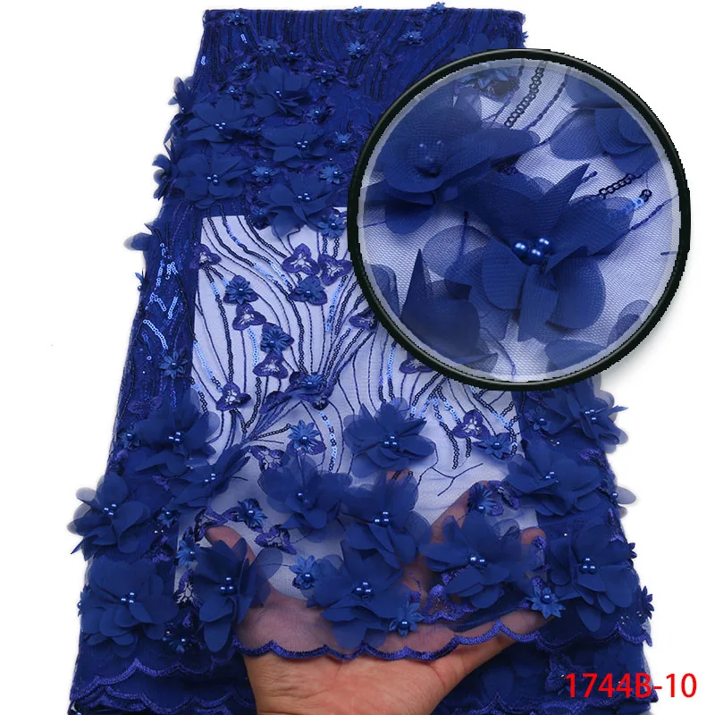 

2017 royal blue african lace fabric for party dress good looking fashion french net lace fabric for sewing material APW841B-1