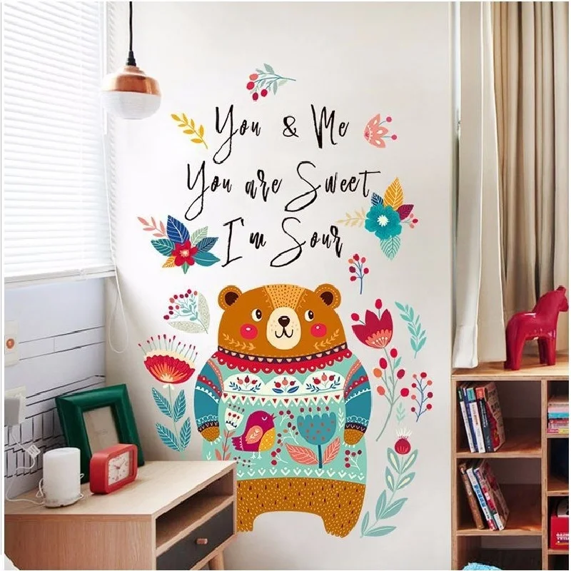 Cutie Bear Wall Sticker Diy Home Decal Removable Pvc Art Poster