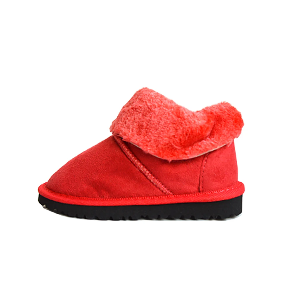 Для мальчиков ясельного возраста девочек маленьких детей Классические зимние ботинки детская зимняя теплая замша искусственная обувь на меху - Цвет: Cerise