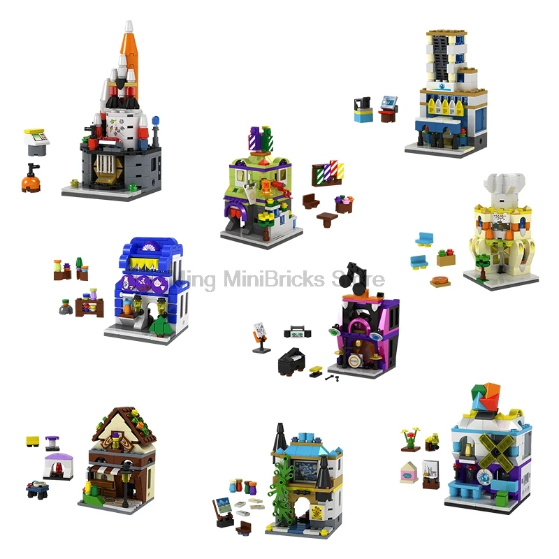 

Legoing City Moc Creator DIY Street Building Blocks sets View Castle Cafe Game Hall Restaurant Weeder sleigh locker Moc Legoings