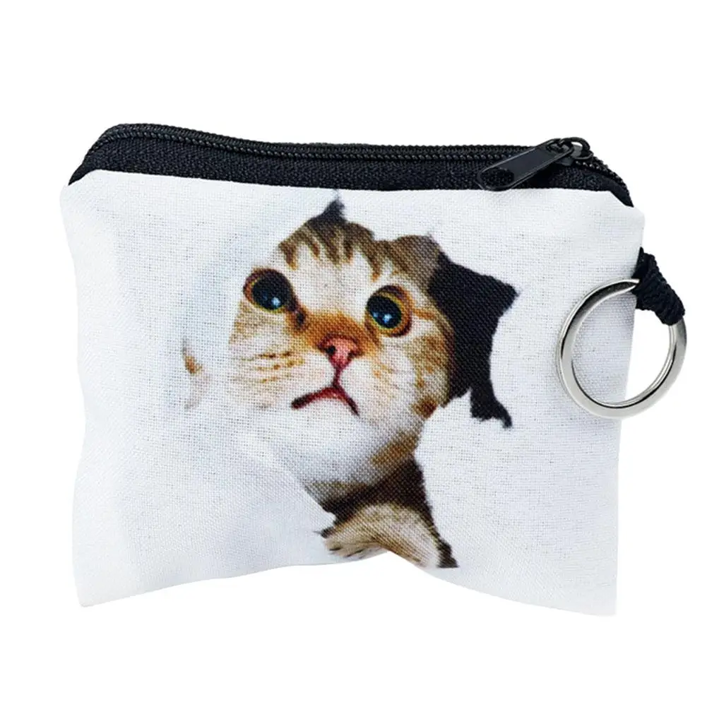 

Kawaii 3D Cat Print Coin Purse Card Keys Holder Women Zipper Mini Wallet