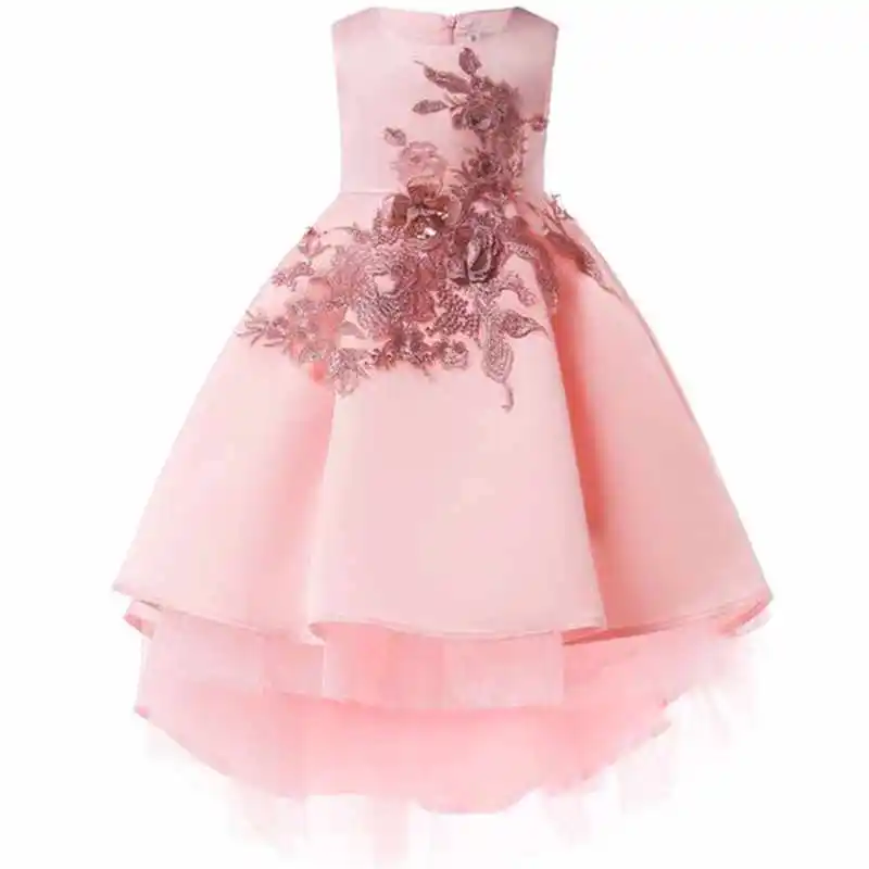 

New Baby Girl 3D flower Silk Princess Dress for Wedding party elegant Kids Dresses for Toddler Girl Children Fashion Clothing