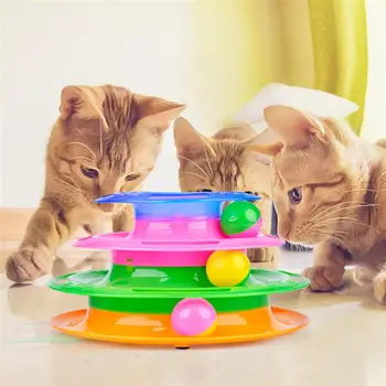 

Three Layer Intellectual Track Tower Funny Cat Toy Amusement Shelf Play Station Pet Cats Triple Play Disc Ball Toys Jouet chat