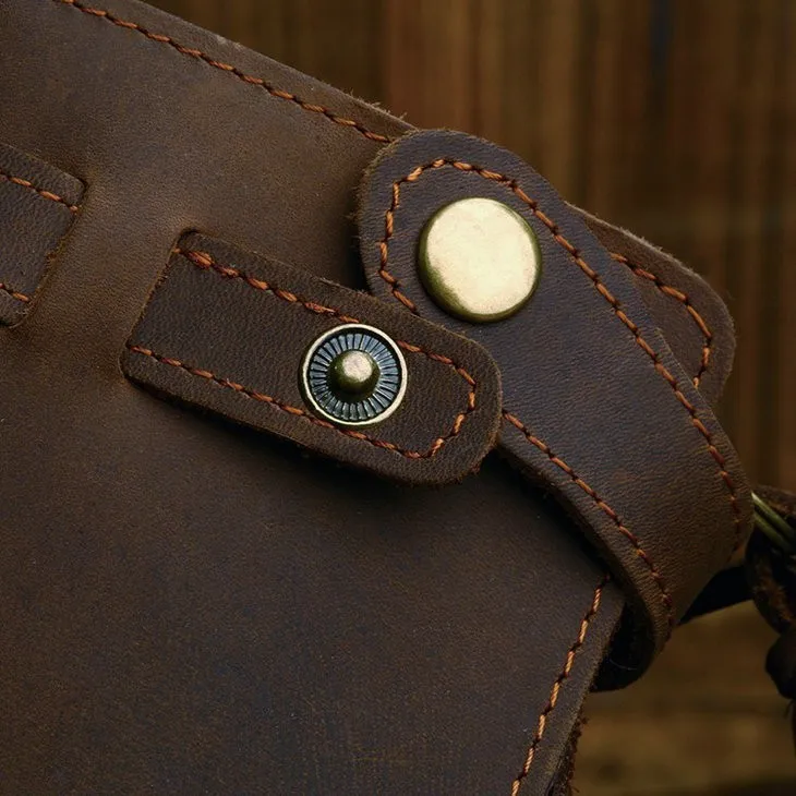 Дизайнерский кожаный кошелек на цепочке, длинный Стильный винтажный вощеный кожаный кошелек Crazy Horse из натуральной воловьей кожи, с тканой Веревкой Ручной работы, коричневый