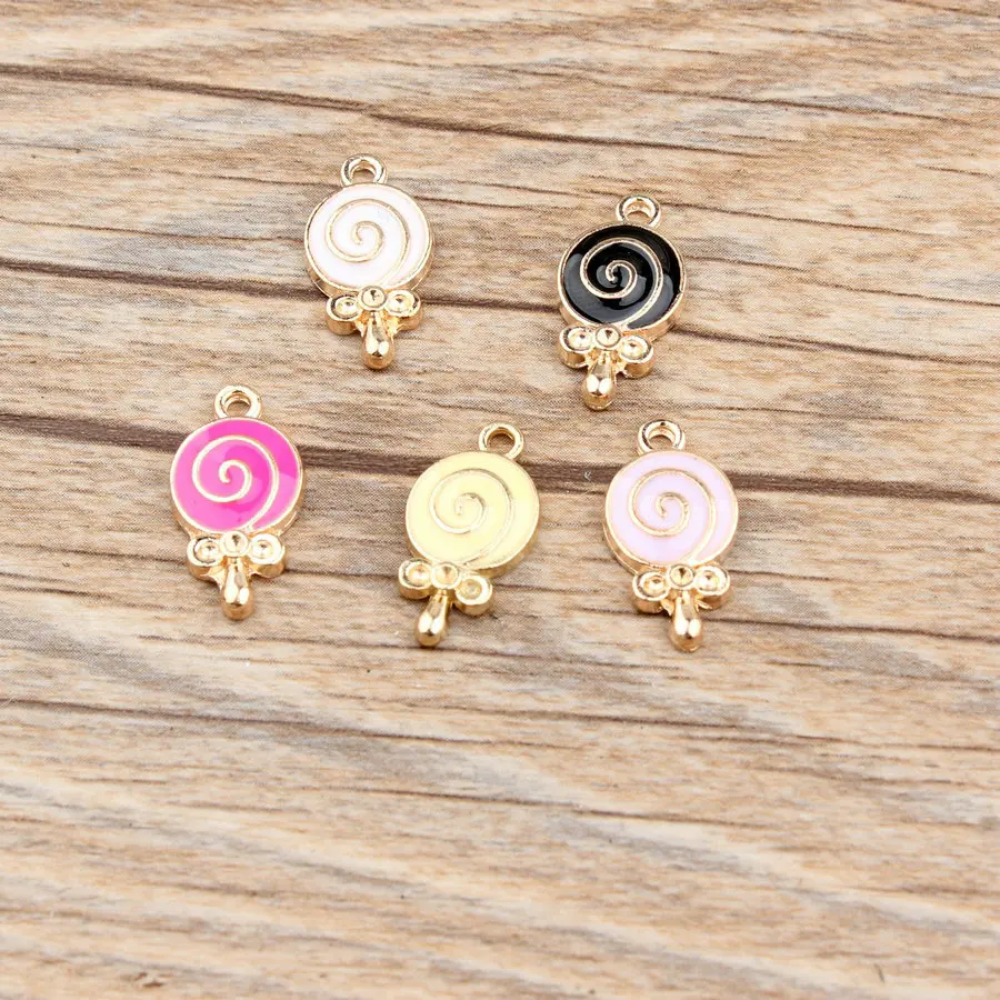 

MRHUANG 10pcs Lovely Candy Lollipop Enamel Charms Alloy Pendant fit for bracelet DIY Fashion Jewelry Accessories